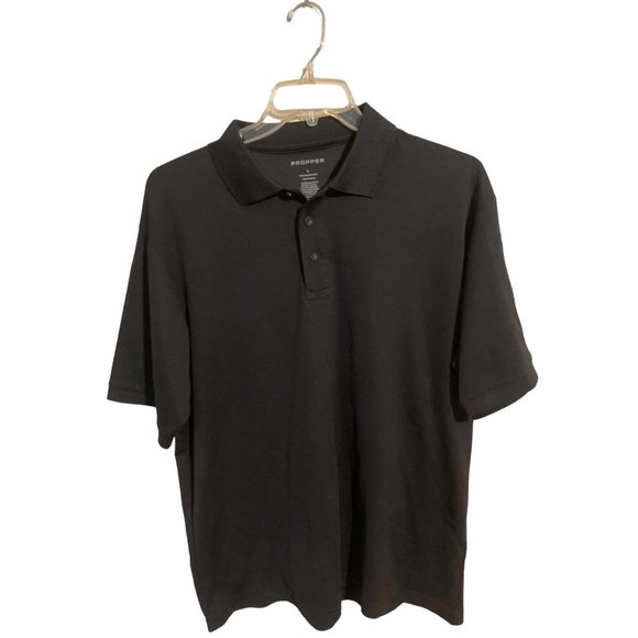 Proper Mens Polo Shirt Short Sleeve Black Size Large Performance Golf - Picture 1 of 3